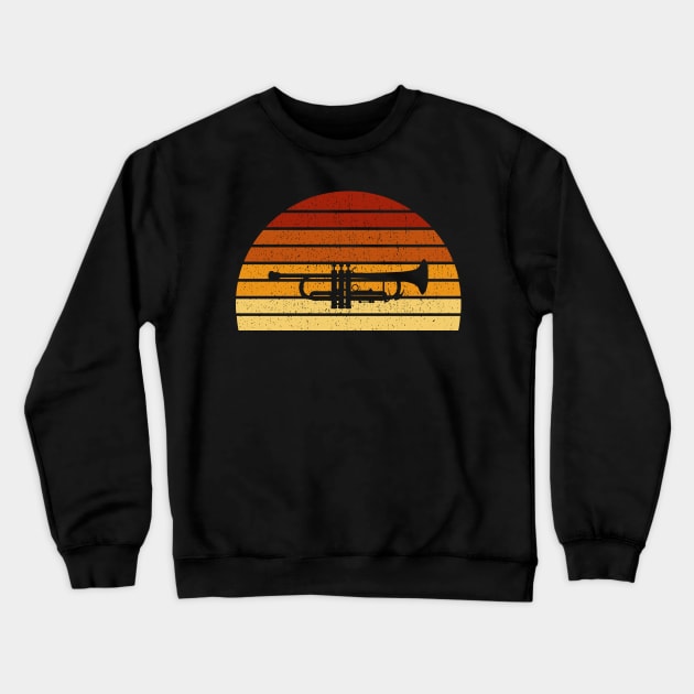 Vintage Sunset Trumpet Gift For Trumpeters Crewneck Sweatshirt by OceanRadar